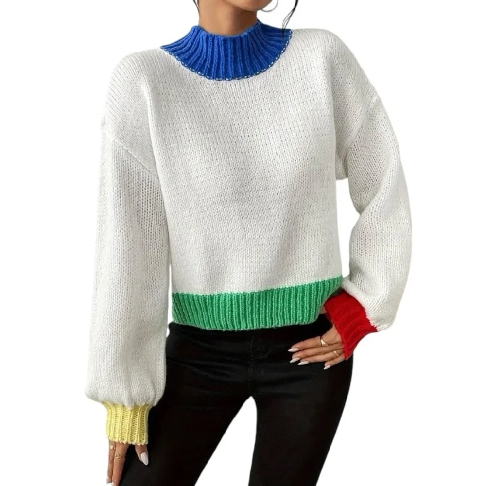 Colorblock High Neck Sweater - Picture 8 of 13